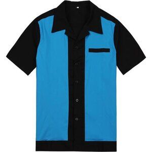 Men's 50s Male Clothing Rockabilly Style Casual Cotton Mens Shirts Short Sleeve